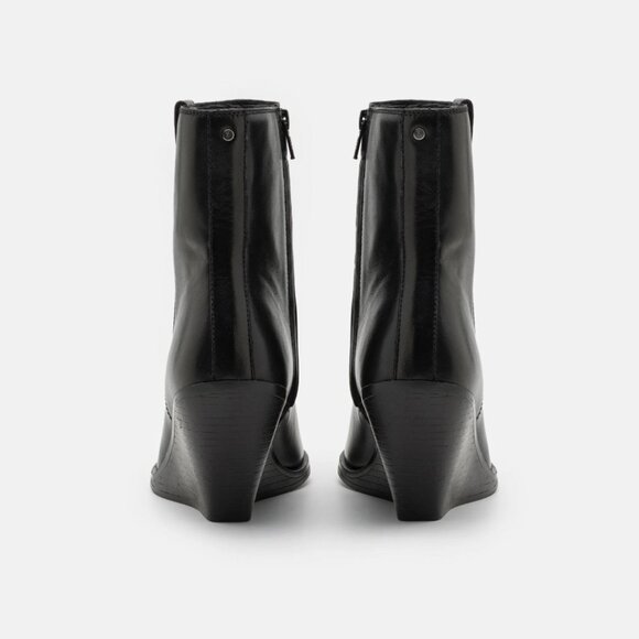 Bronx Black Leather Pointy Toe Zipper Ankle Boots Shoes New NWT Size 39 8 Classy - Picture 3 of 4